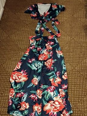 Floral Navy Asymmetrical Women’s Dress